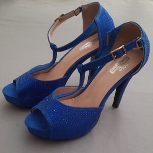 Chicastic's Chic Blue Peep-Toe Heels - Size 8